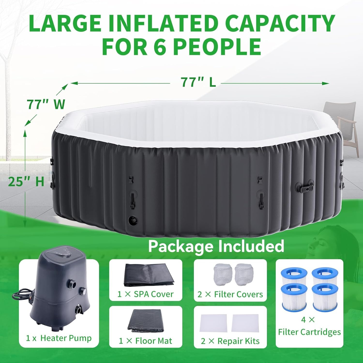 Inflatable Hot Tub - 4-6 Person Polygon Inflatable Hot Tub，Customized