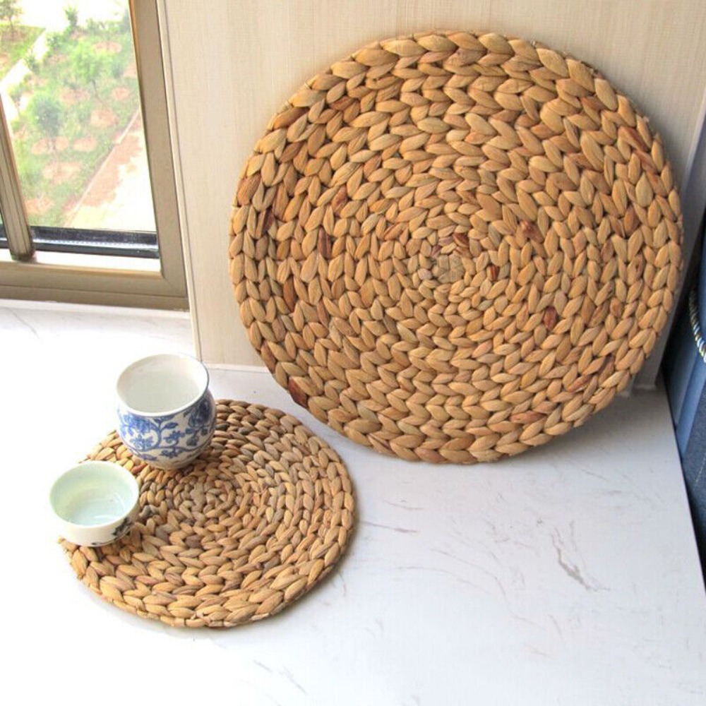 Outdoor Furniture Cafe - Natual Straw Weave Rattan Round Placemats