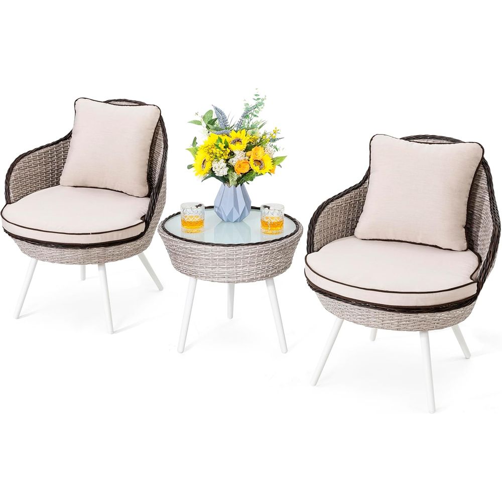 Outdoor Furniture Balcony - 2-Person Outdoor Bistro Set with Cushions