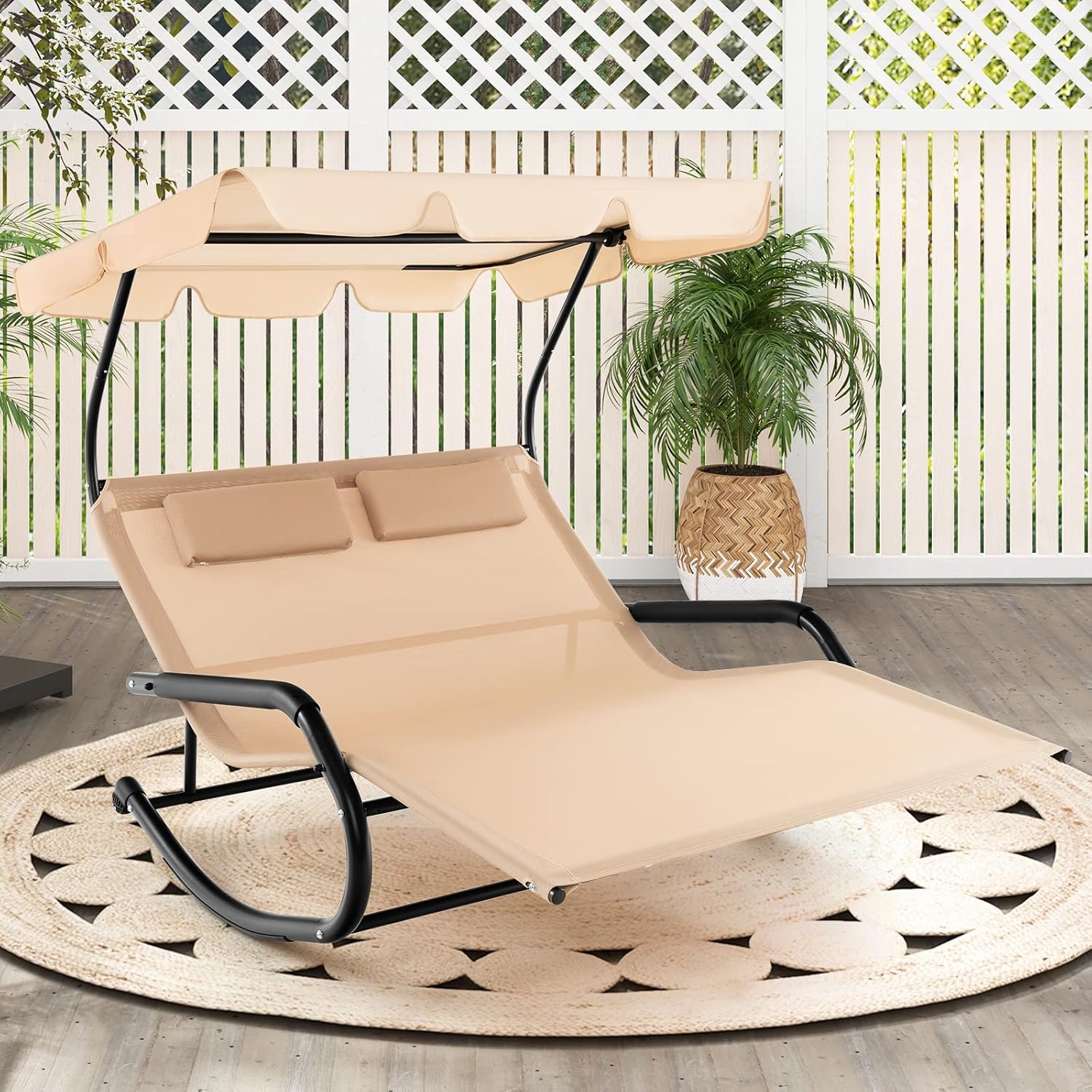 Outdoor Furniture Xl - 2 Person Adjustable Canopy Lounge Chair