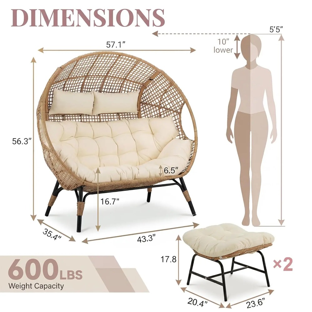 Outdoor Furniture Xl - plus Size XL 57.1' Indoor Outdoor