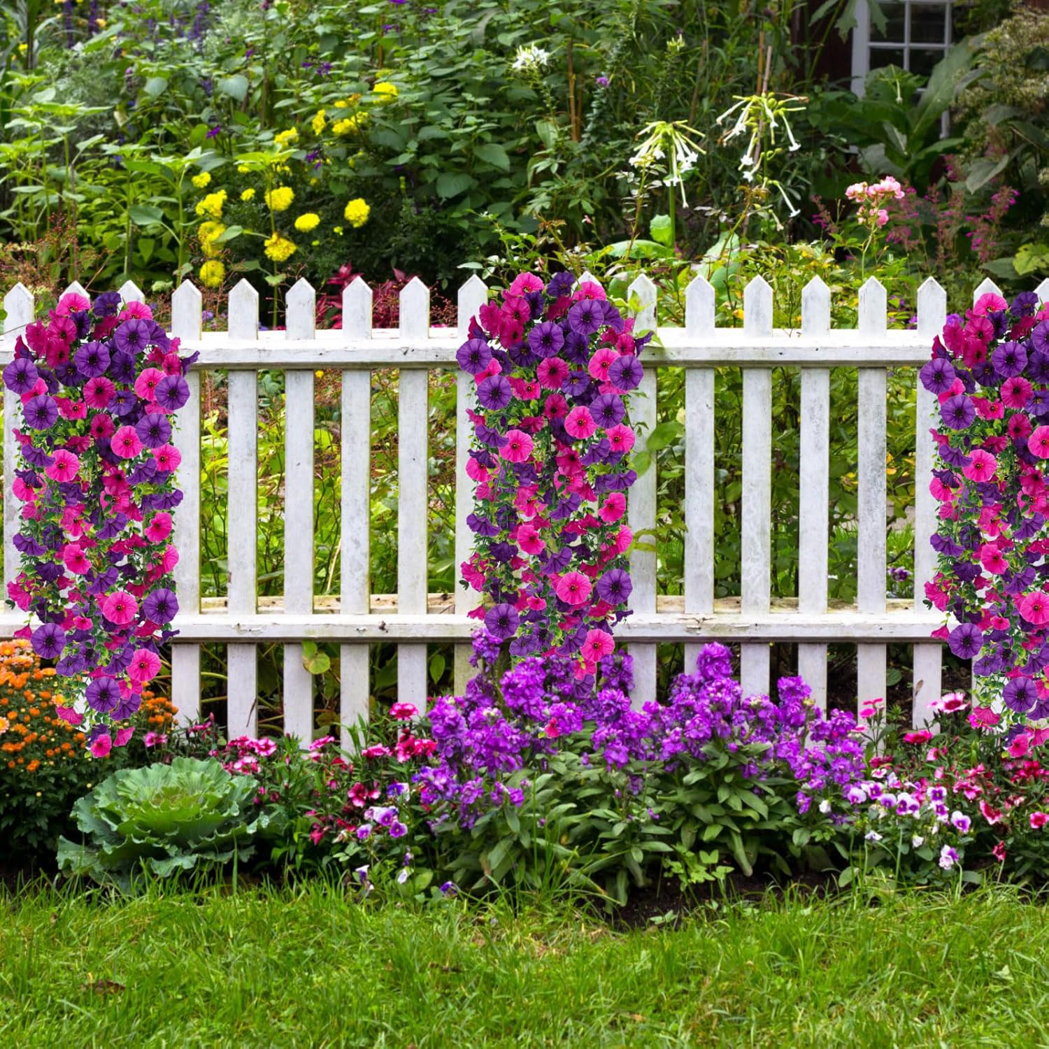 Outdoor Furniture Cafe - 1/2Pcs Artificial Flower Vine Morning Glory