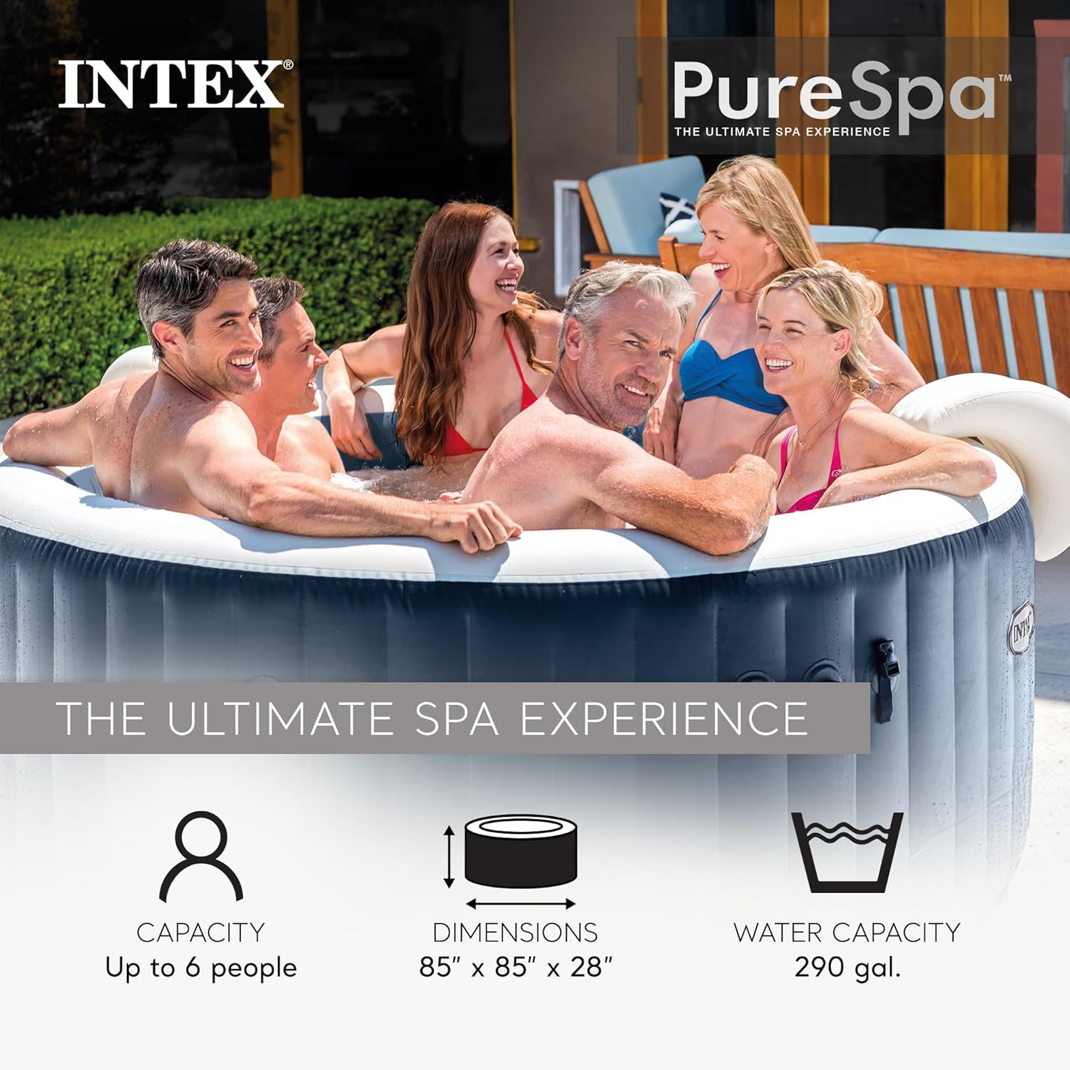 PureSpa Plus 6 Person Round In - Inflatable Hot Tub reseña y precio
