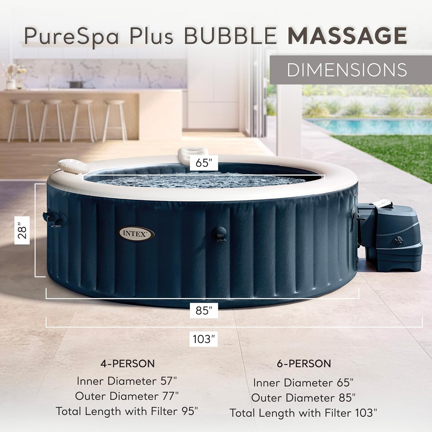 PureSpa Plus 6 Person Round In - Inflatable Hot Tub reseña y precio
