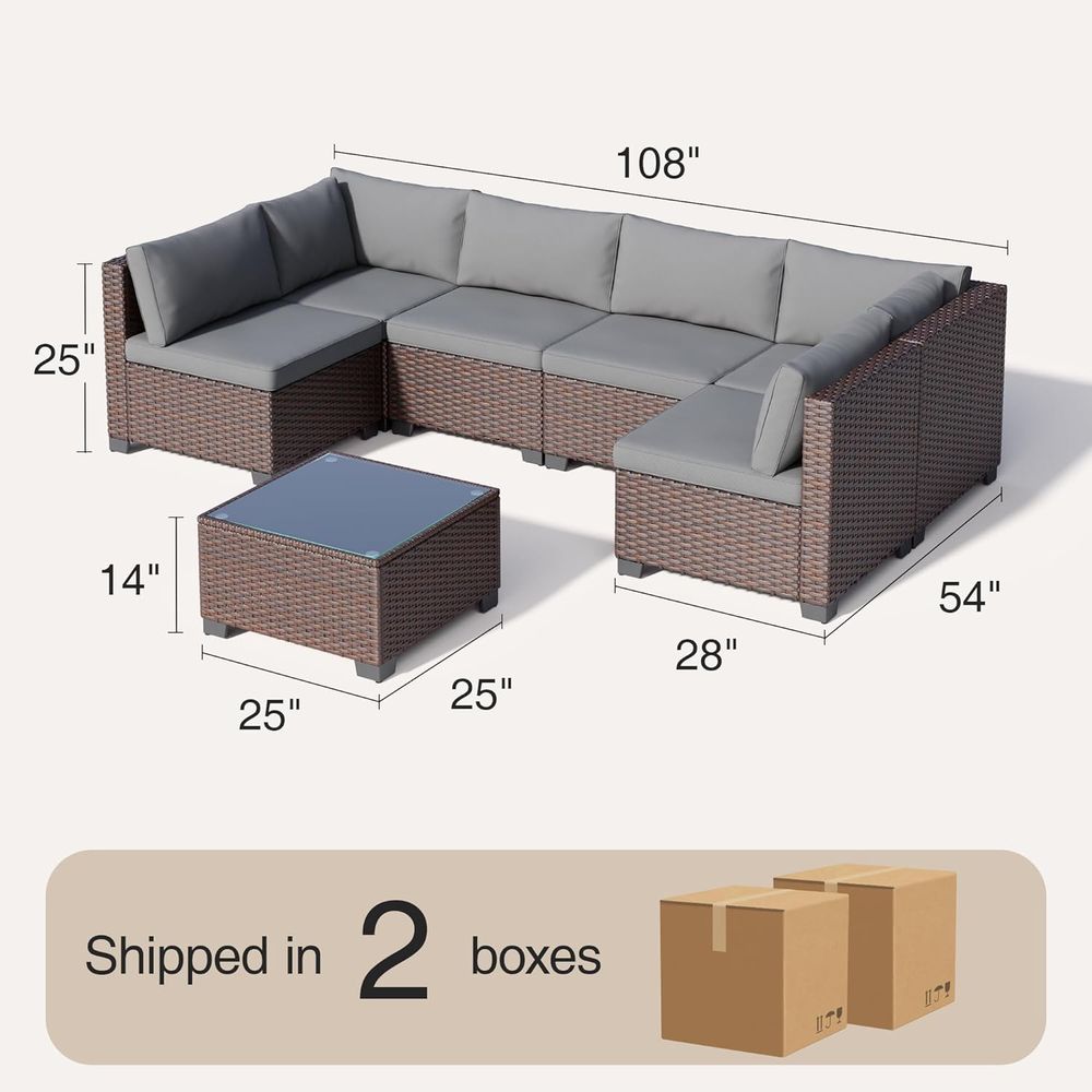7-Piece Outdoor Patio Wicker S - Outdoor Furniture Balcony reseña y precio