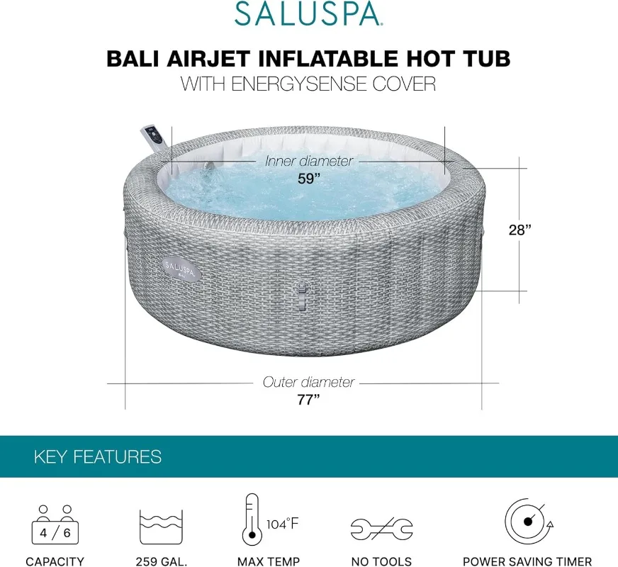 Bestway SaluSpa Bali 4 to 6 Pe - Inflatable Hot Tub reseña y precio
