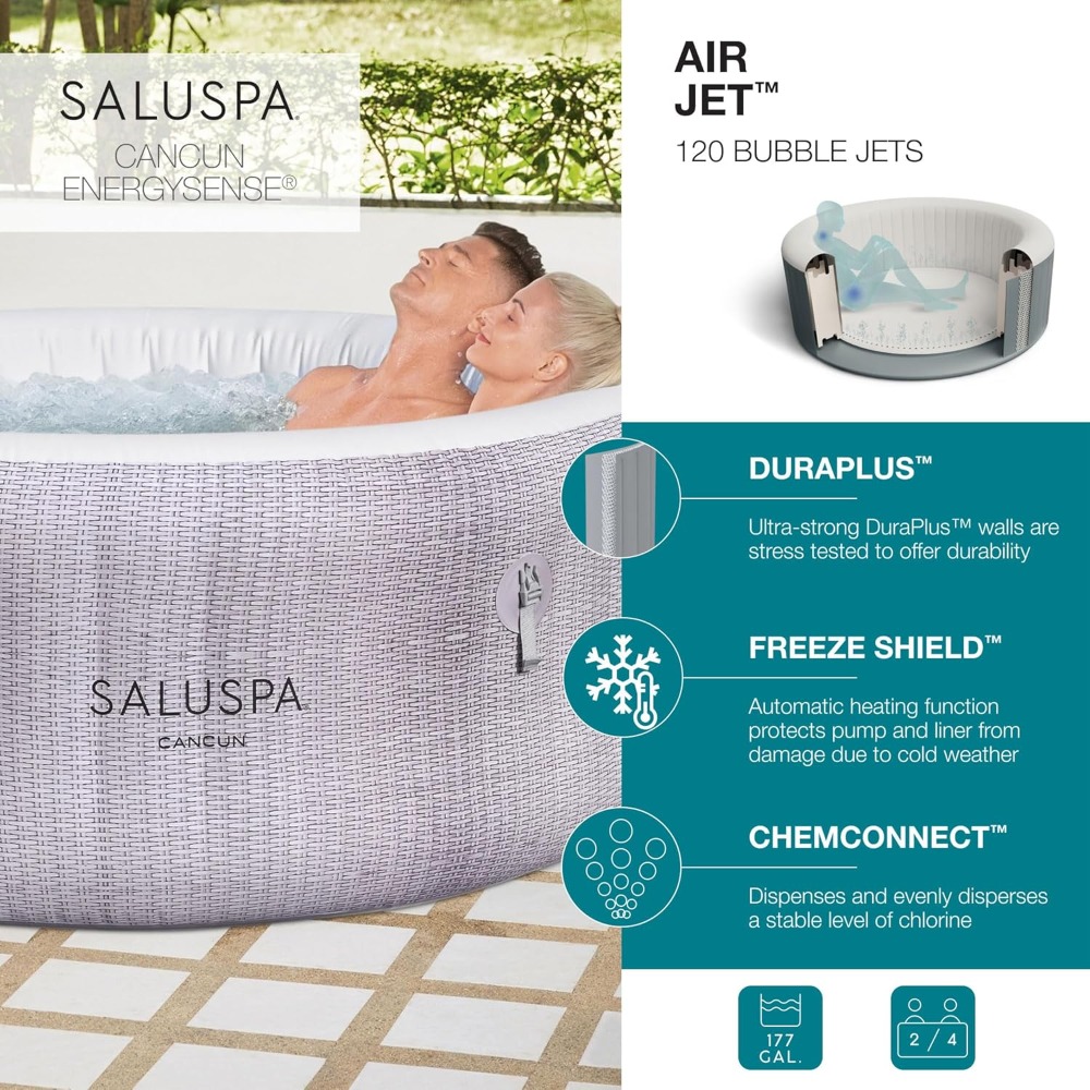 SaluSpa Cancun 2-4 Person Infl - Inflatable Hot Tub reseña y precio