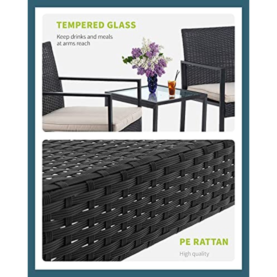 FDW 3 Pieces Outdoor Patio Fur - Outdoor Furniture Balcony reseña y precio
