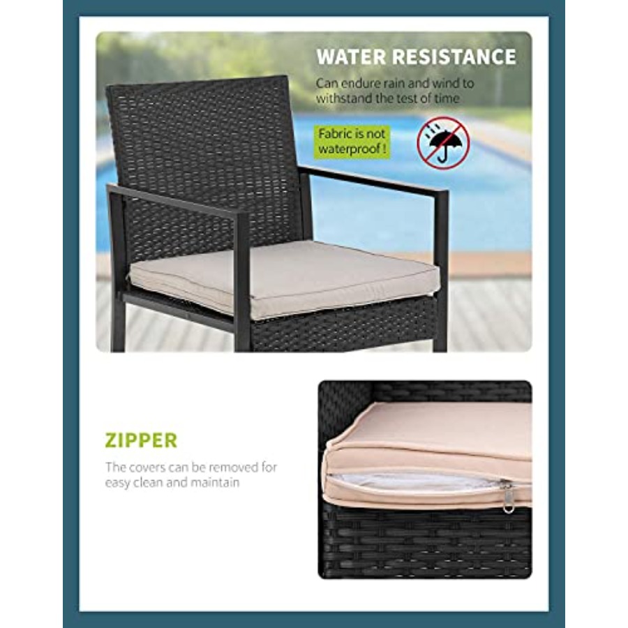 FDW 3 Pieces Outdoor Patio Fur - Outdoor Furniture Balcony reseña y precio