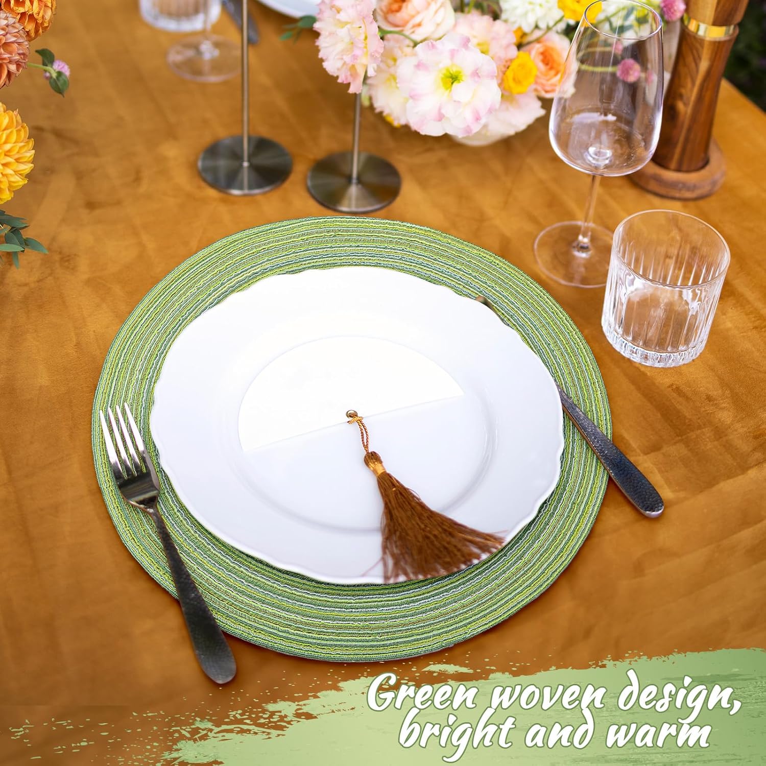 Sage Green Woven Placemats And - Outdoor Furniture Cafe reseña y precio