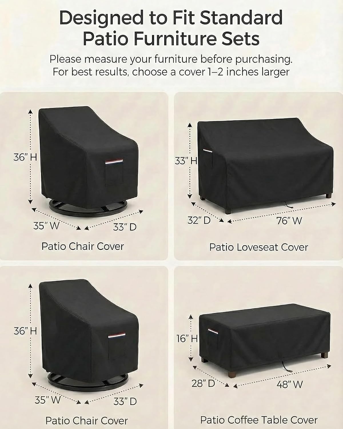 4-Piece Patio Furniture Cover  - Outdoor Furniture Sofa reseña y precio