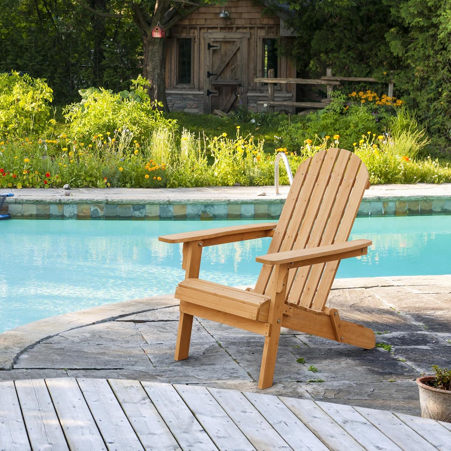 Folding Adirondack Chair Set o - Outdoor Furniture Lounge Set reseña y precio