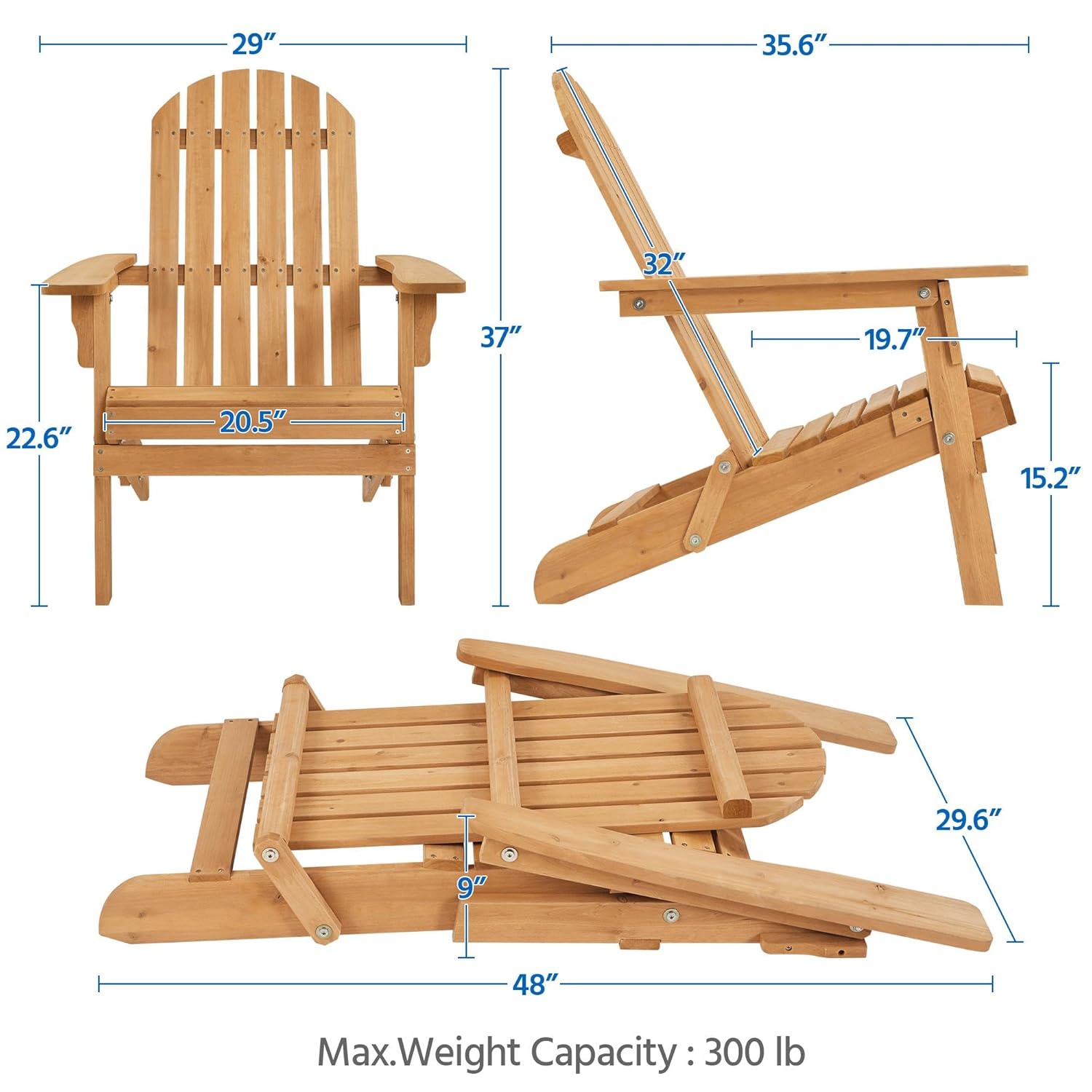 Folding Adirondack Chair Set o - Outdoor Furniture Lounge Set reseña y precio