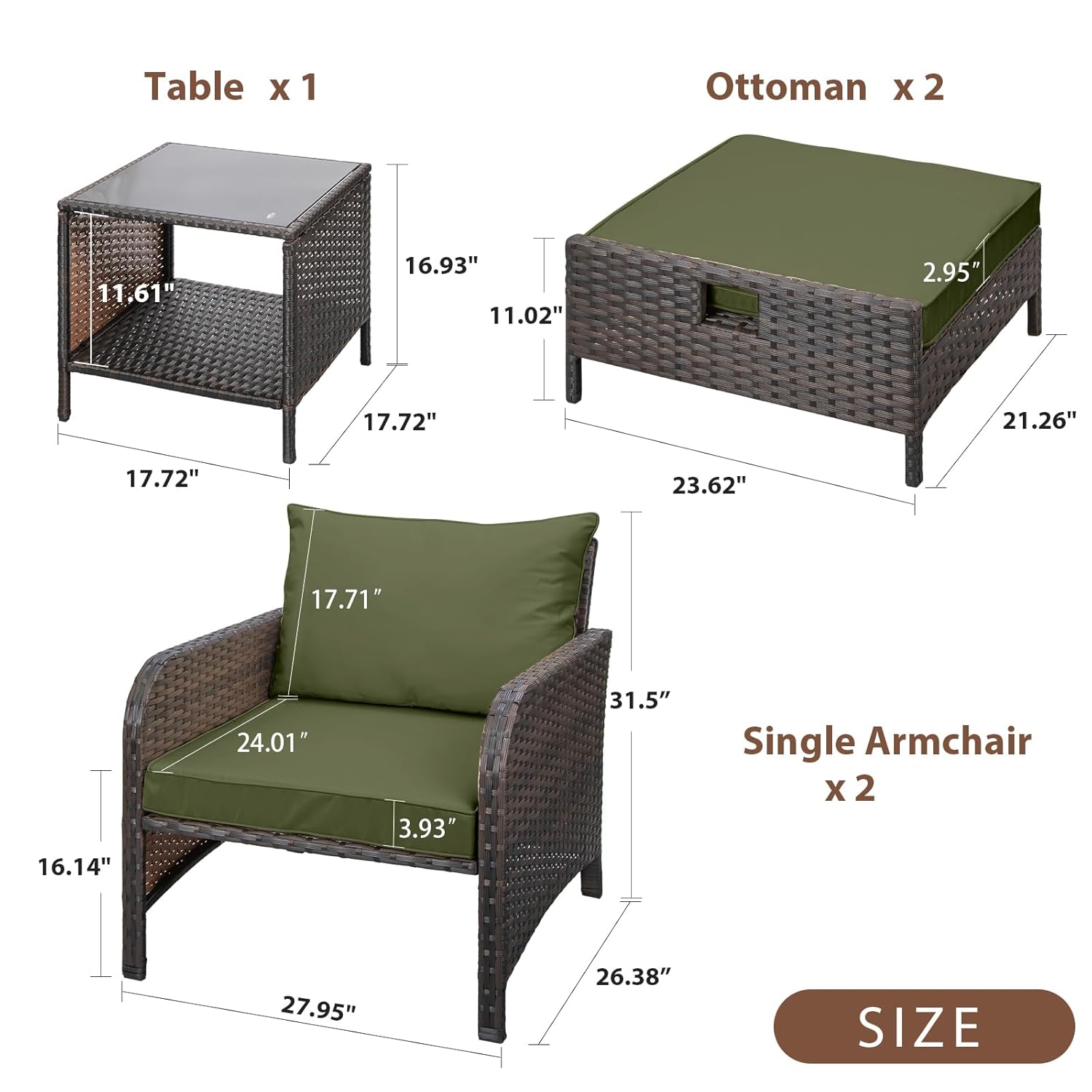 5 Piece PE Rattan Patio Set Ou - Outdoor Furniture Lounge Set reseña y precio