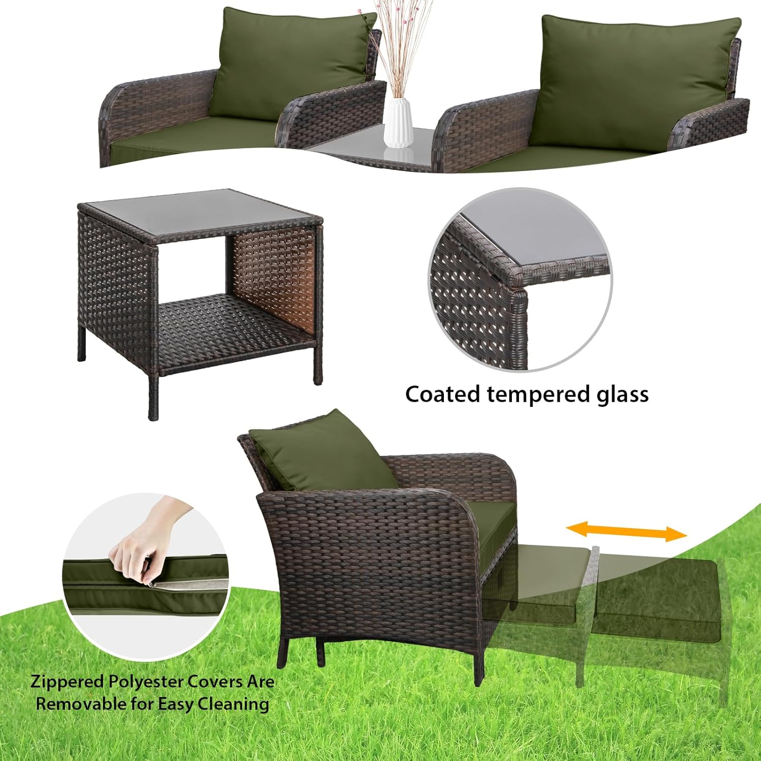 5 Piece PE Rattan Patio Set Ou - Outdoor Furniture Lounge Set reseña y precio