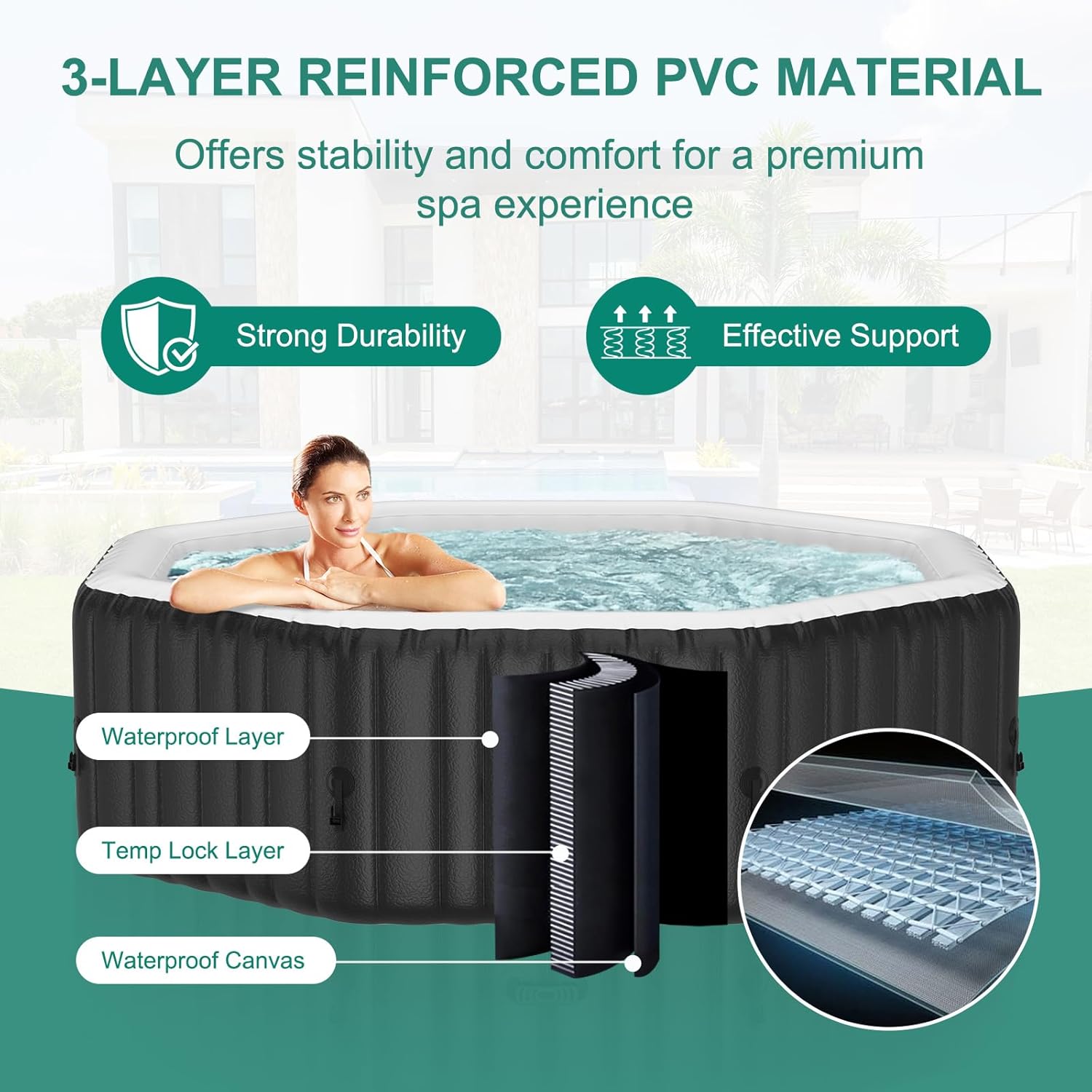 4-6 Person Octagonal Inflatabl - Inflatable Hot Tub reseña y precio