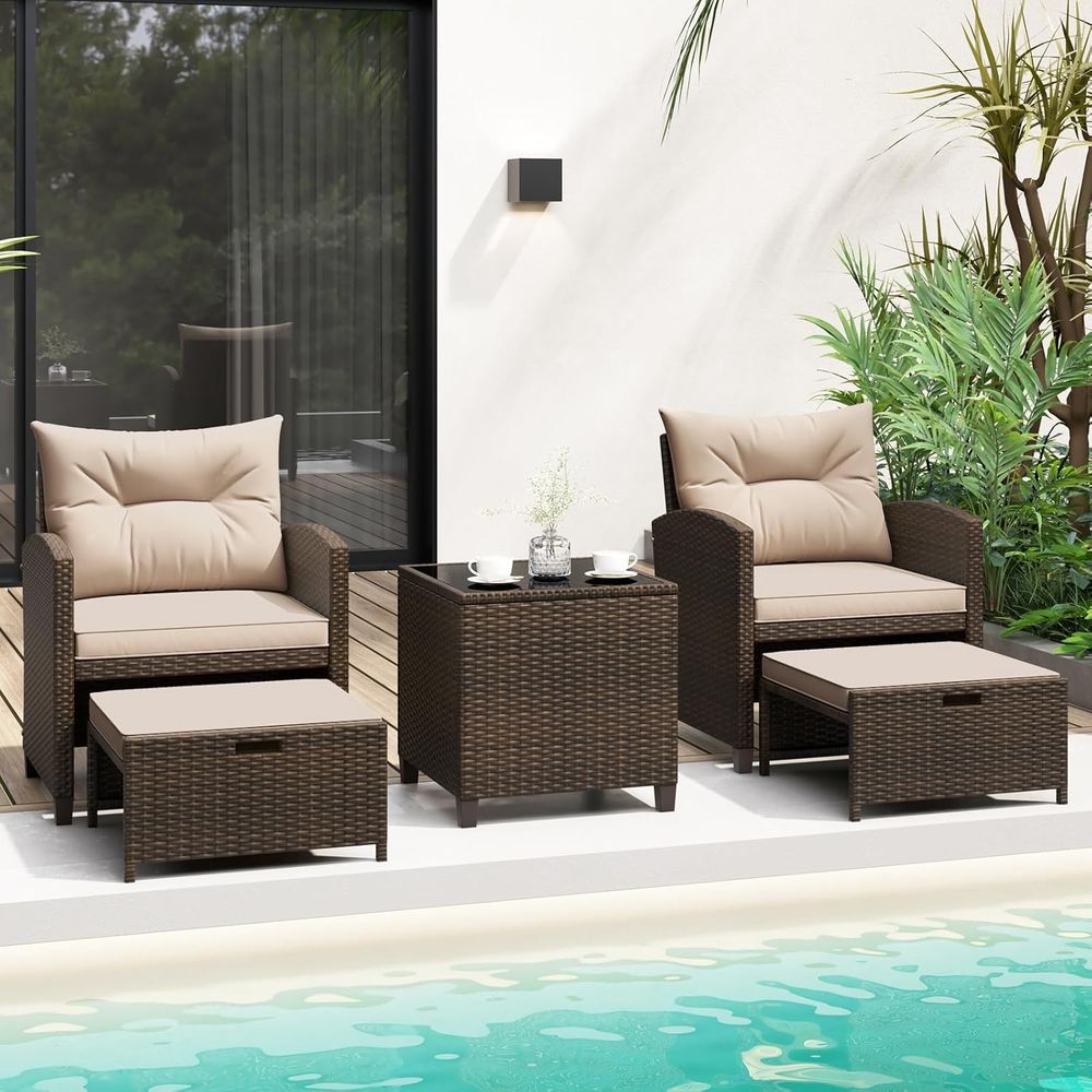 5-Piece Outdoor Patio Furnitur - Outdoor Furniture Lounge Set reseña y precio