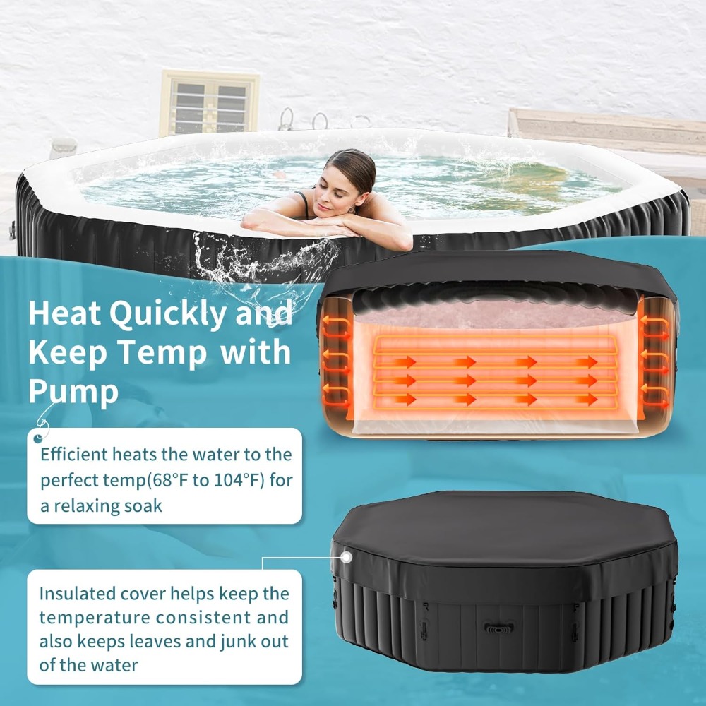 Inflatable Hot Tub, Large Poly - Inflatable Hot Tub reseña y precio