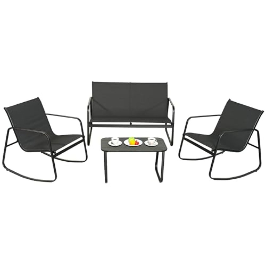 GEONKAI 4 Piece Patio Furnitur - Outdoor Furniture Rocking Chair reseña y precio