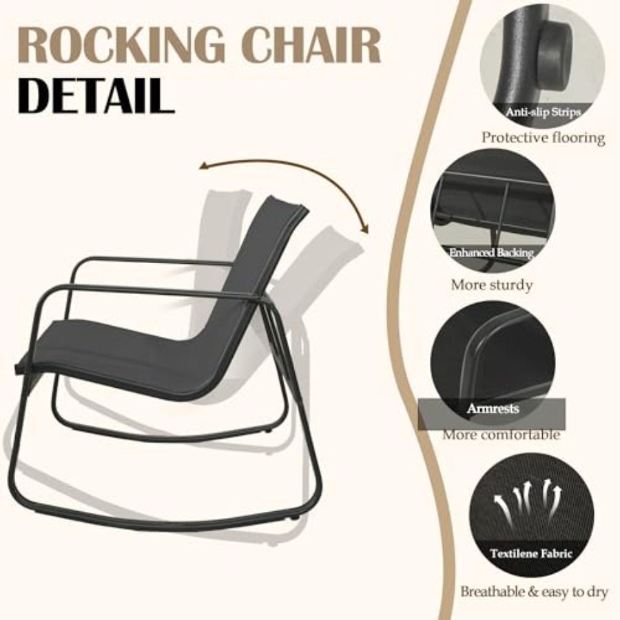GEONKAI 4 Piece Patio Furnitur - Outdoor Furniture Rocking Chair reseña y precio