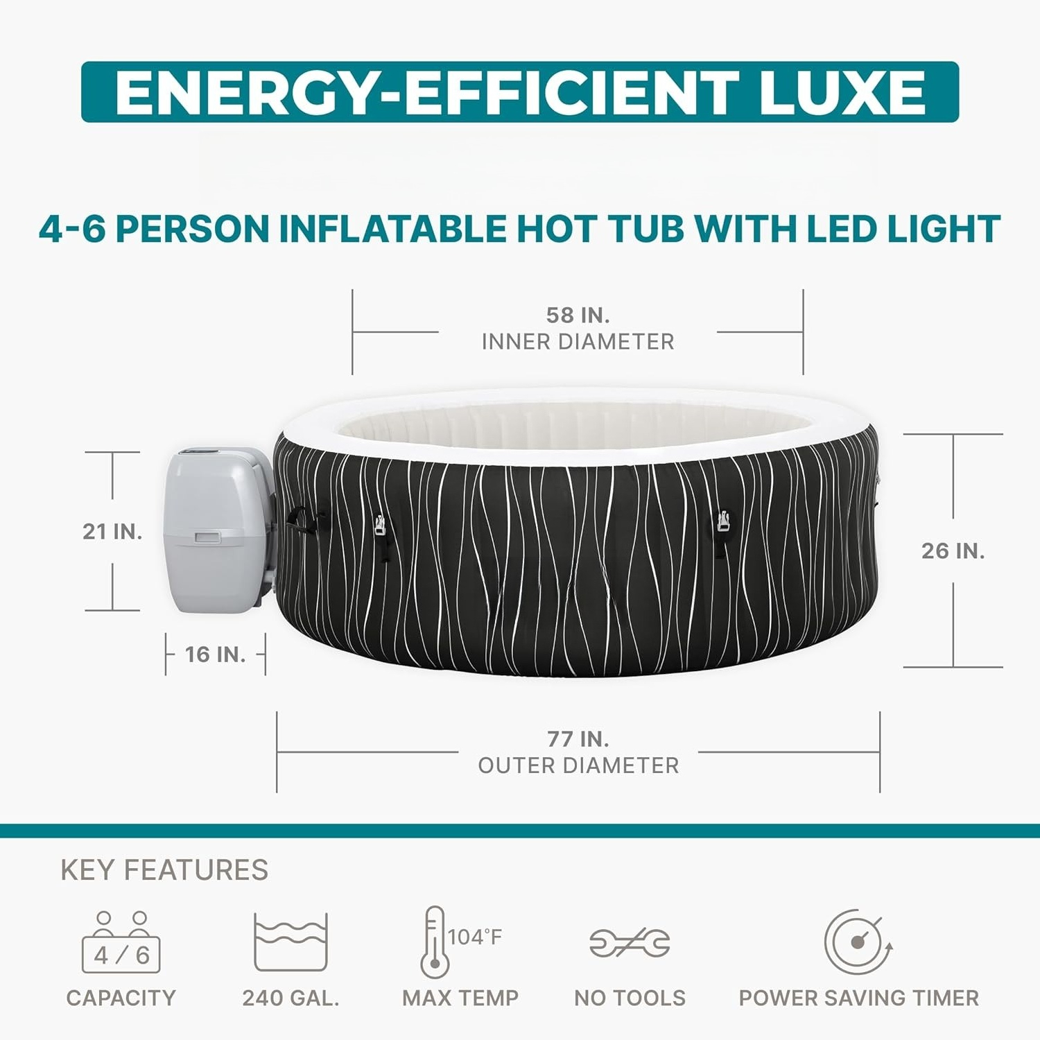4-6 Person Round Inflatable Ho - Inflatable Hot Tub reseña y precio