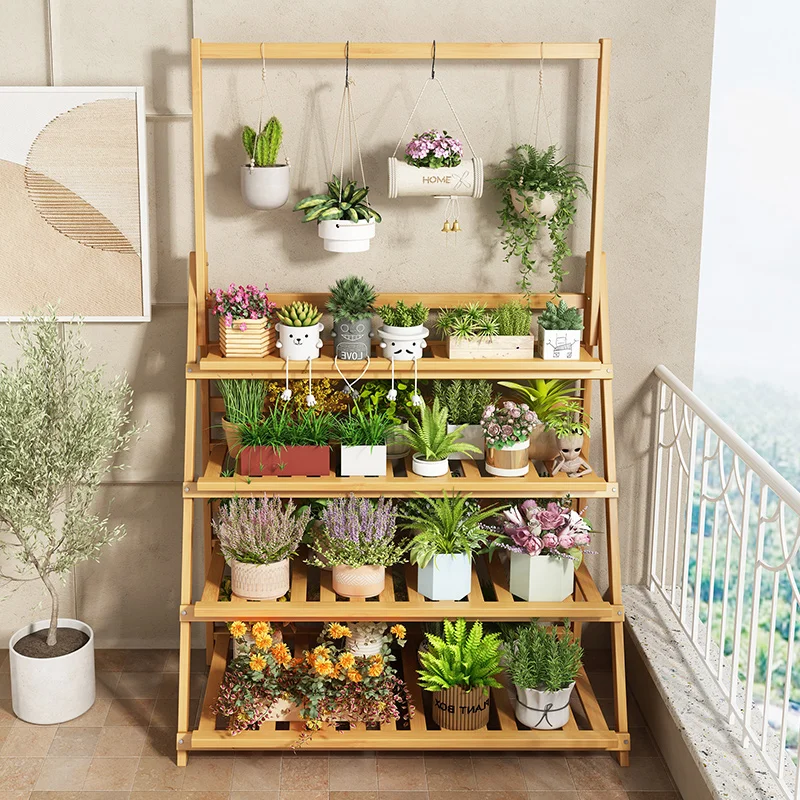 Solid Wood Flower Shelf Plant  - Outdoor Furniture Balcony reseña y precio