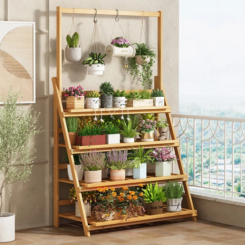 Solid Wood Flower Shelf Plant  - Outdoor Furniture Balcony reseña y precio