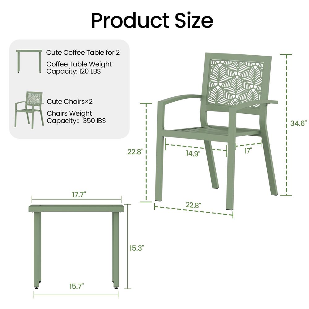 3 Piece Patio Bistro Set, Outd - Outdoor Furniture Balcony reseña y precio