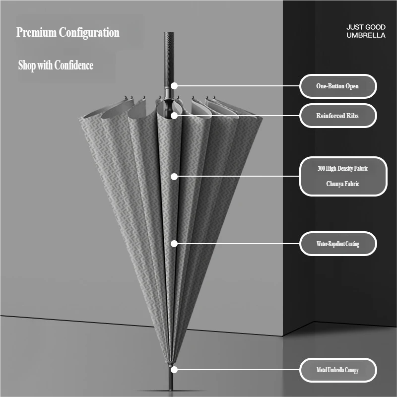 16-Rib Automatic Carbon Fiber  - Parasol Umbrella Large reseña y precio