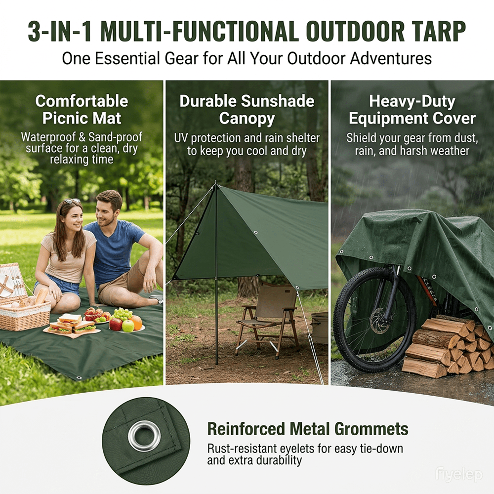 Outdoor Waterproof Tarp, Multi - Outdoor Furniture Pads reseña y precio