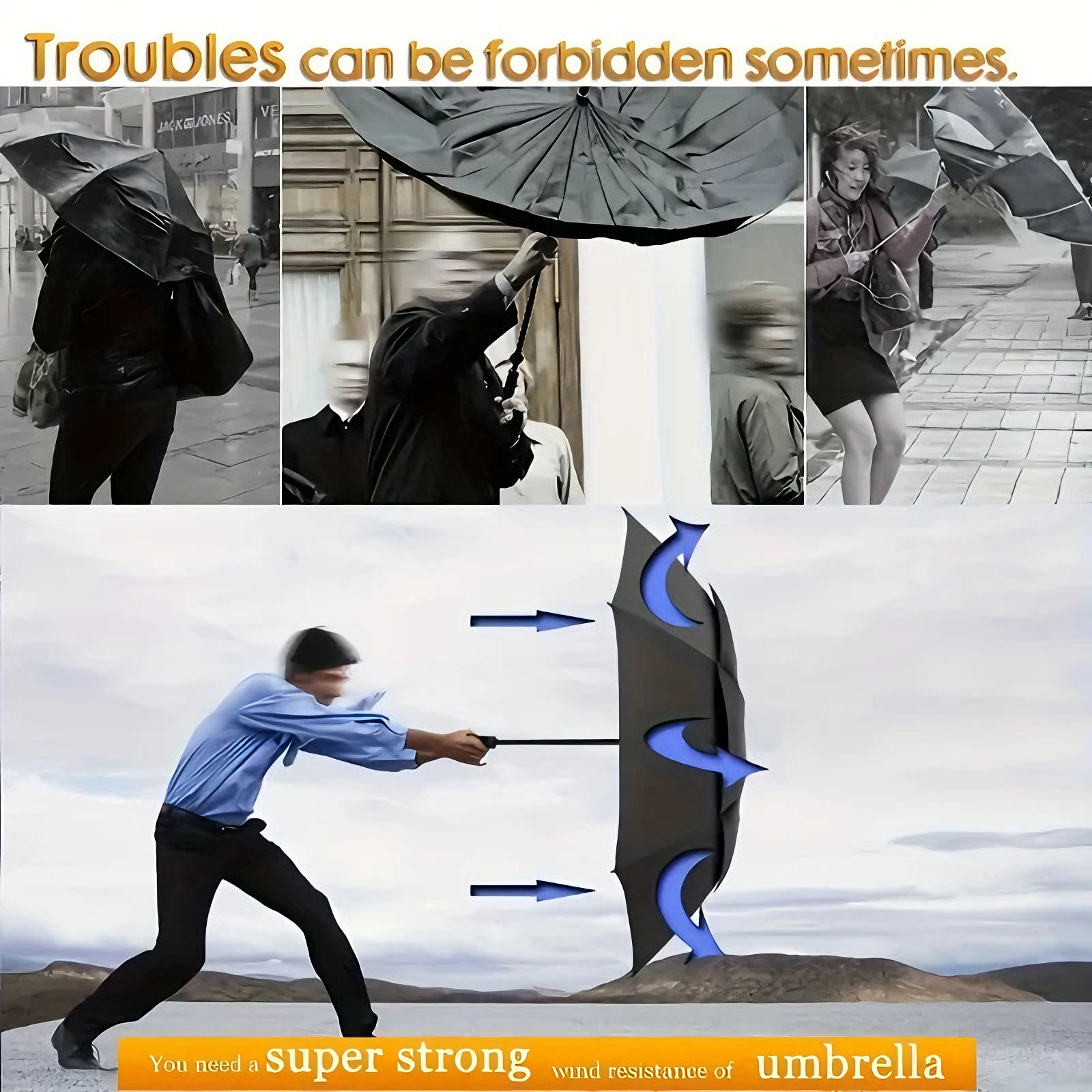 Double Strong Wind Resistant U - Parasol Umbrella Large reseña y precio