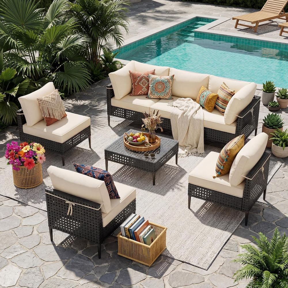 7-Piece High-Leg Outdoor Secti - Outdoor Furniture For Cafe reseña y precio