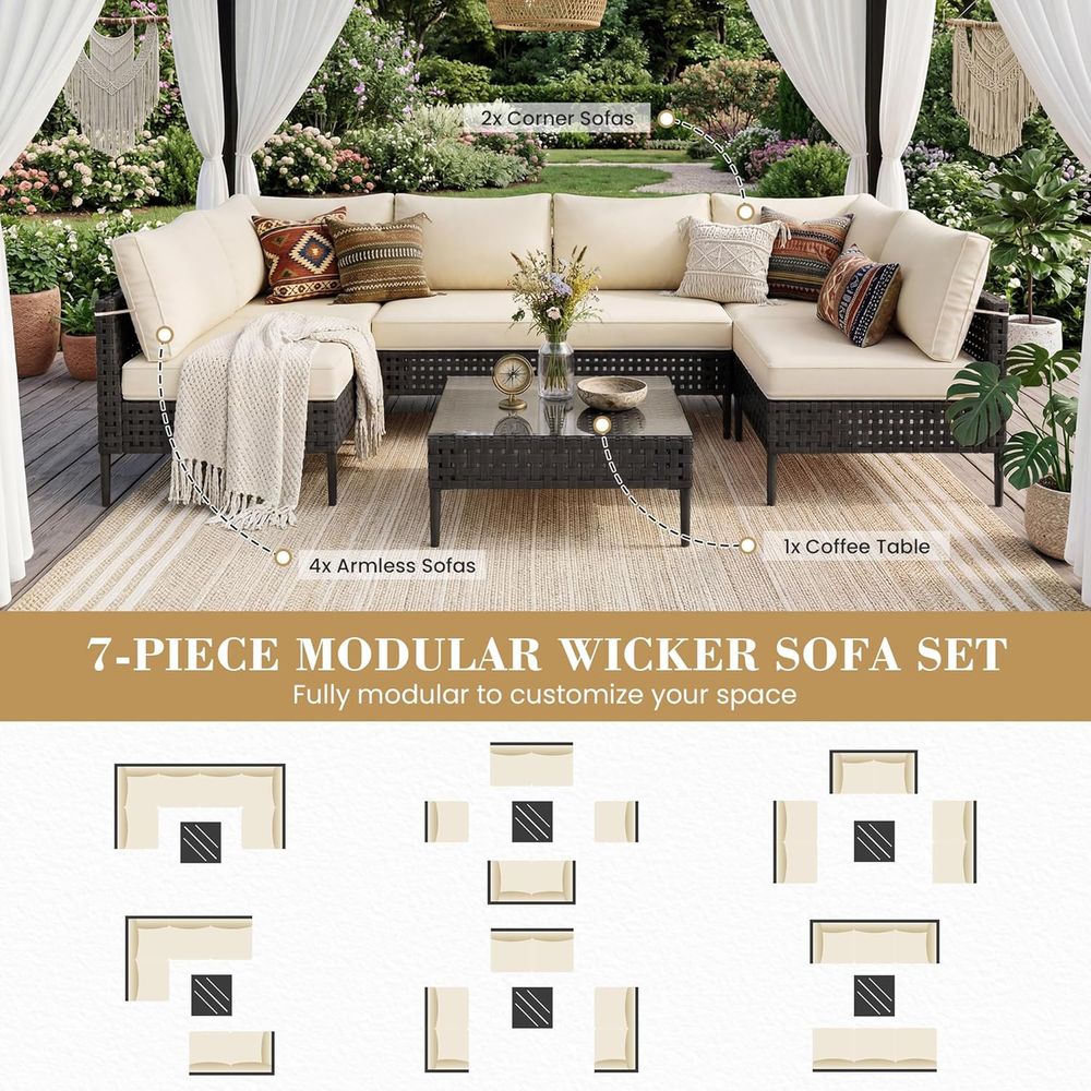 7-Piece High-Leg Outdoor Secti - Outdoor Furniture For Cafe reseña y precio