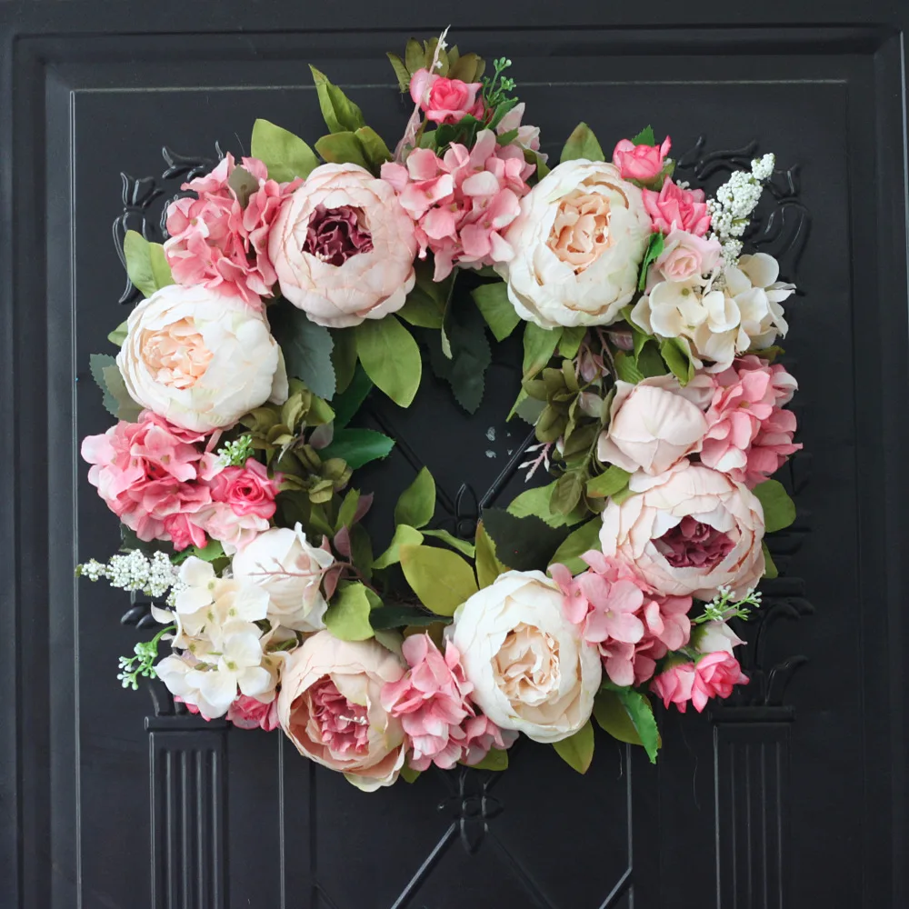 Artificial Peony Wreath Garlan - Outdoor Furniture Cafe reseña y precio