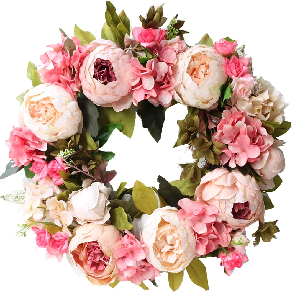 Artificial Peony Wreath Garlan - Outdoor Furniture Cafe reseña y precio