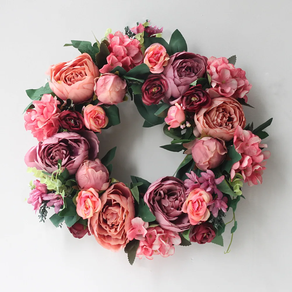 Artificial Peony Wreath Garlan - Outdoor Furniture Cafe reseña y precio