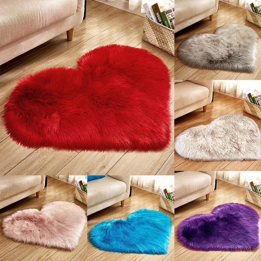 Furry Solid Color Heart Rug Be - Outdoor Furniture For Cafe reseña y precio