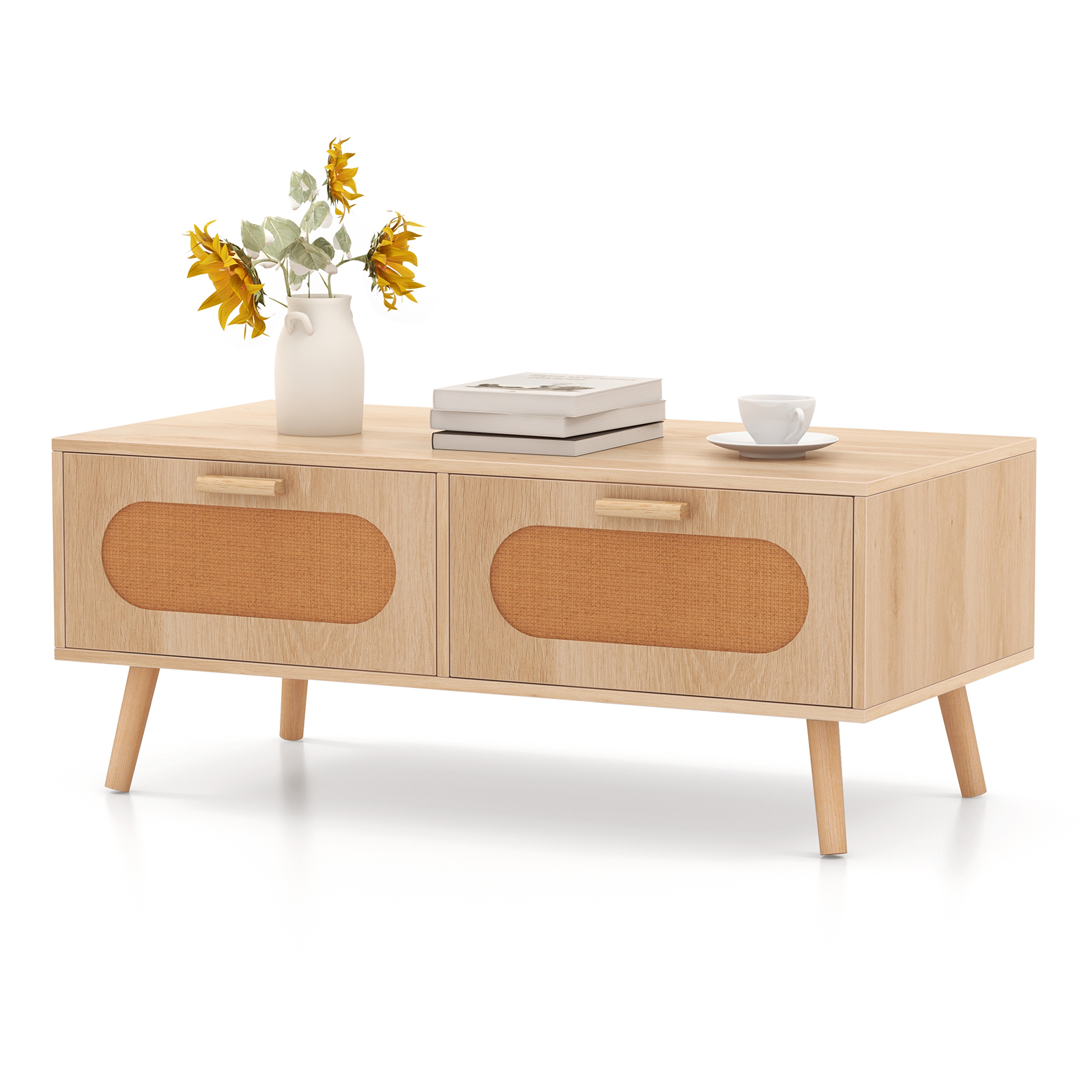 Rattan Coffee Table Mid Centur - Outdoor Furniture Cafe reseña y precio