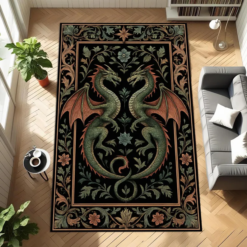 Folk Art Dragon Theme Rug Carp - Outdoor Furniture For Cafe reseña y precio