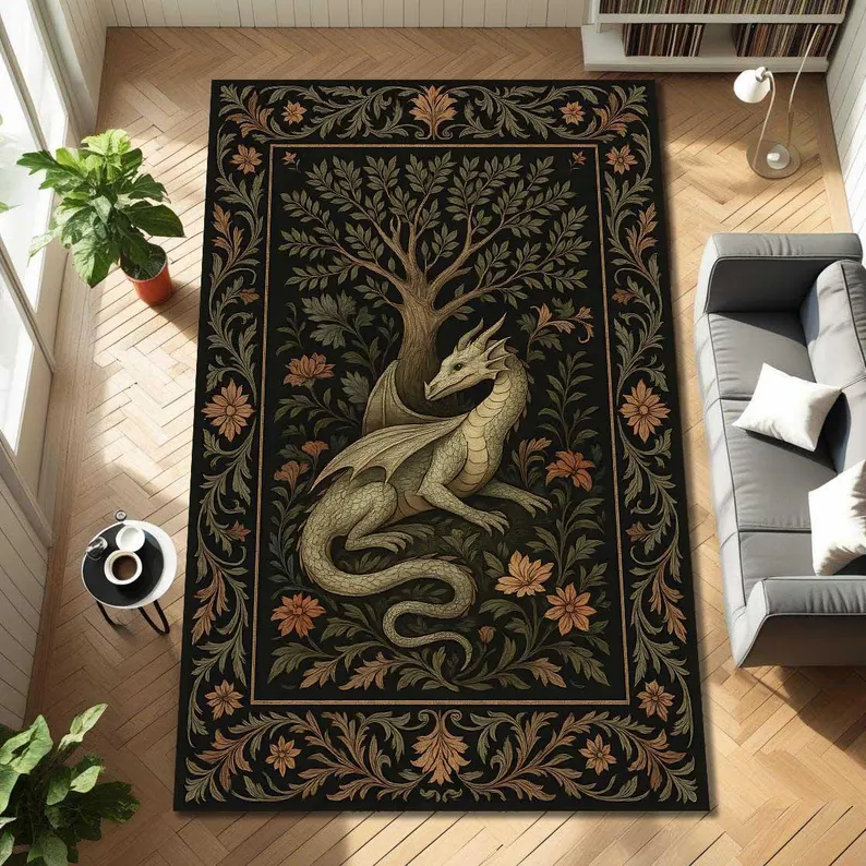 Folk Art Dragon Theme Rug Carp - Outdoor Furniture For Cafe reseña y precio